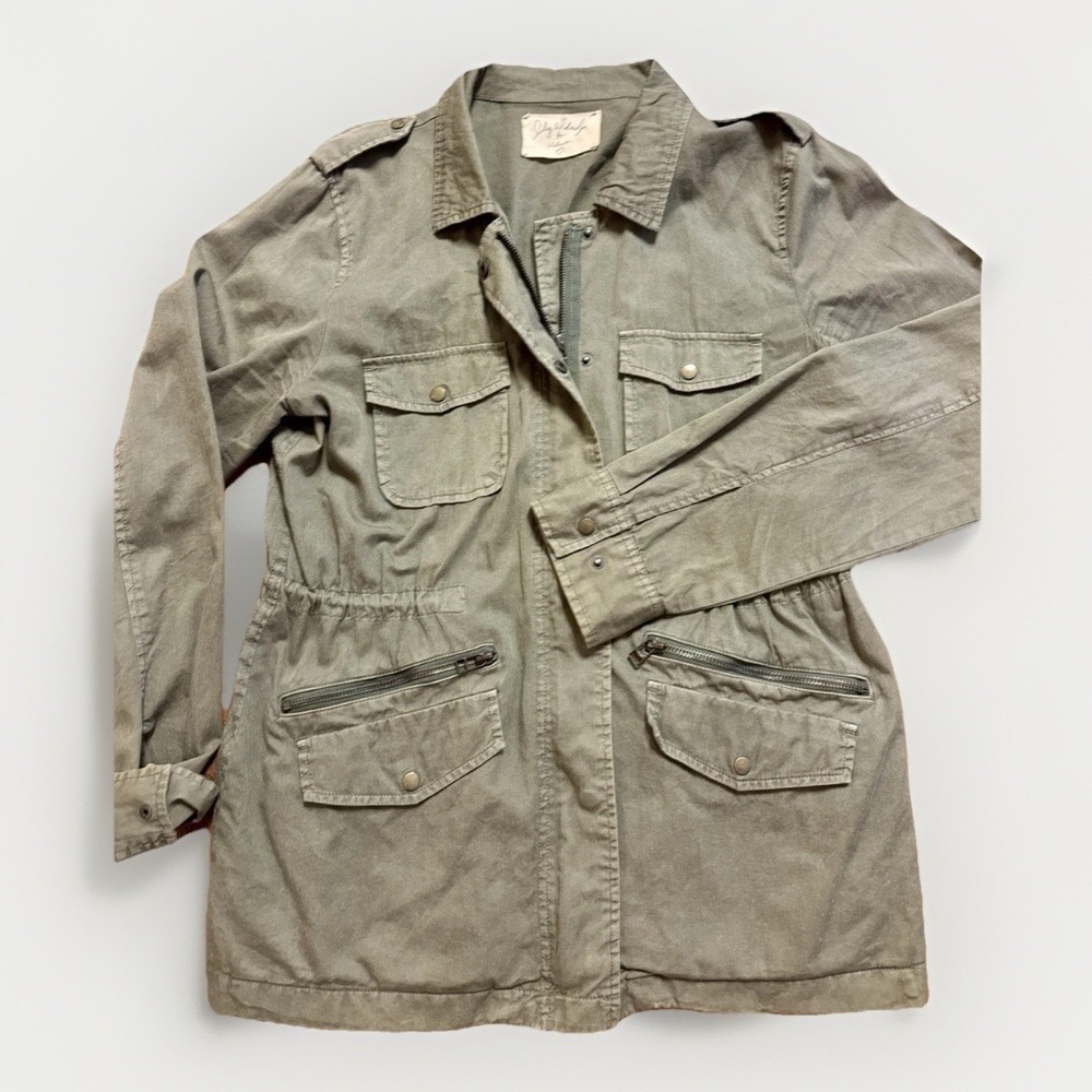 Lily Aldridge for Velvet Graham & Spencer Olive Green Cotton Utility Jacket L